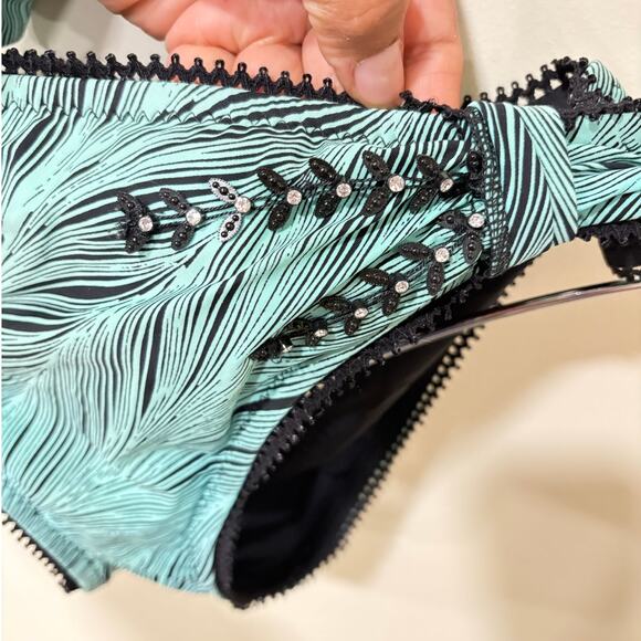 Y2K Betsey Johnson True Vintage Swim Zebra Bikini 2 Piece Set Embellished  S/M - Picture 2 of 5